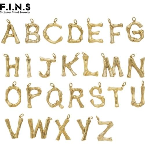F.I.N.S A-Z English Alphabet 26 Initial Letter Charm Small Pendants For Women Man DIY Stainless Steel Necklace Pendant Jewelry