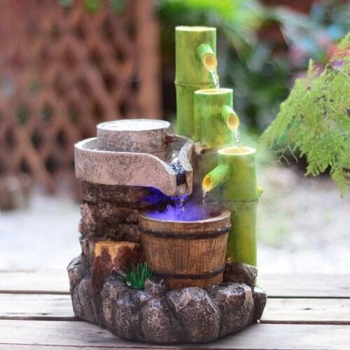 Resin crafts Feng Shui Water Fountain home decoration Garden Ornaments holiday gifts artificial stone bamboo fountain