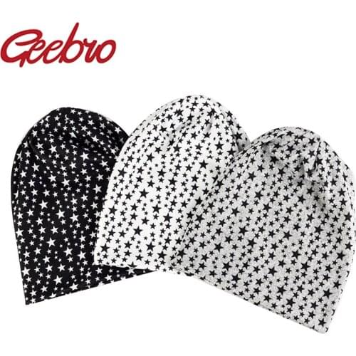 Geebro Fashion Unisex Soft Warm star Beanie Spring Autumn Skull Cap Men Women Knitted Baggy Hat Popular Boy Girls Hip Hop Hats