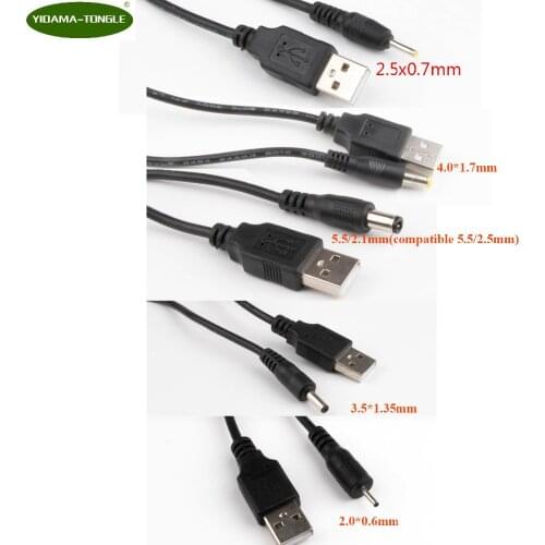 USB 2.0 to 5.5*2.1/4.0*1.7/3.5*1.35/2.5*0.7/2.0*0.6mm DC Barrel Jack Power Cable AC plug Transfer Connector Charger Converter