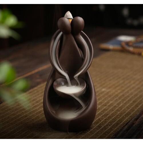 Ceramic incense burner purple Clay backflow creative home incense burner cute sandalwood antique ornaments