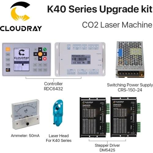 Cloudray K40 Series Upgrade Kit for CO2 Small Laser Engraving Machine Ruida RDC6432 CO2 Laser Controller DM542S Stepper Driver