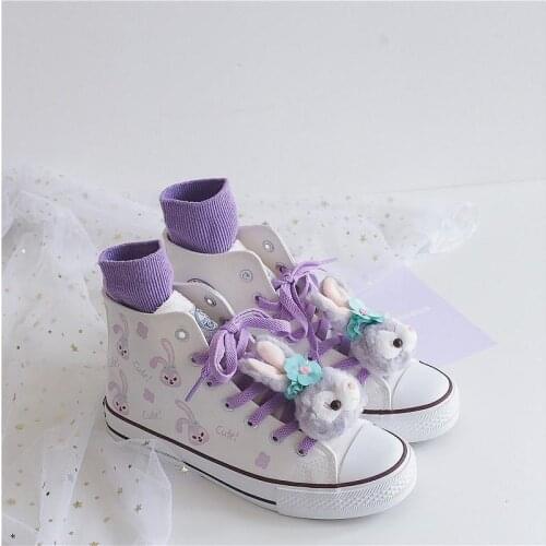 Woman Vulcanize Shoes Graffiti Cute Women High Top Canvas Shoes Japanese Female Harajuku Style Sweet Cartoon Casual Sneakers