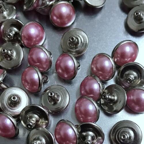 100PCS 10MM Round Silver Acrylic Pink Pearl Rivets Leather Craft Punk Studs Fit DIY Making Belt Shoes Bag Bracelet Shipping Free