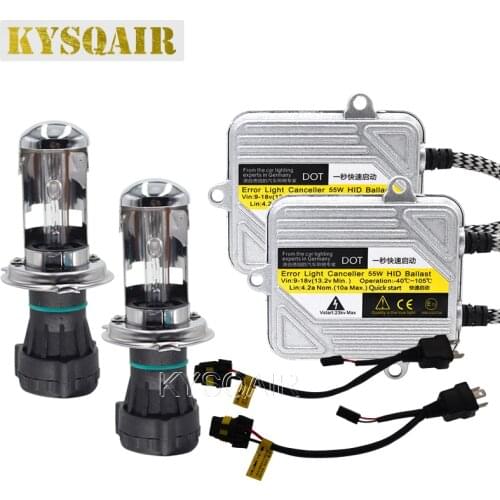 KYSQAIR Car Light Xenon Ballast 55W H4-3 Bixenon HID Kit 12V 4300K 5000K 6000K 8000K H4 High Low Beam Bulb 55W Slim Ballast Kit
