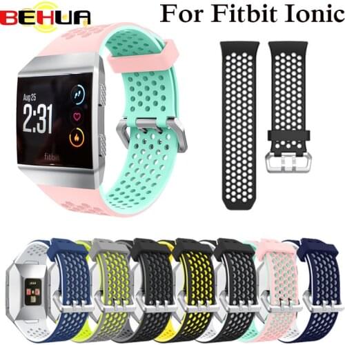 Lightweight Ventilate Silicone Sport Watch Bands Bracelet for Fitbit Ionic Smart Watch Adjustable Replacement Bangle Accessory