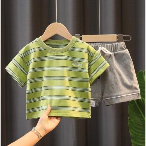 Summer Childrens Leisure Suit Boys Striped T-Shirt Shorts 2-Piece Toddler Clothes Baby Sportswear 1-4 Years Old