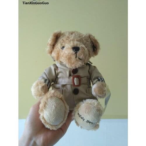 About 25cm cartoon light brown teddy bear dresseed coat plush toy lovely bear soft doll christmas gift b2808