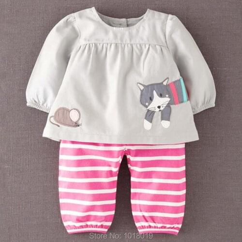 New 2020 Brand Quality 100% Cotton Baby Girl Clothes Set 2pcs Long Sleeve Children Clothing Set Bebe Kids Clothes Set Baby Girls