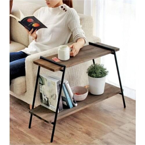 Solid 2 Shelf Edge Coffee Table sofa kenrarı coffee table
