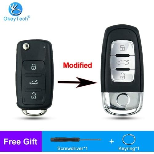 OkeyTech 3 Buttons New Modified Flip Folding Remote Key Shell For VW VOLKSWAGEN Caddy Golf Jetta Beetle Polo Tiguan Car Key Case