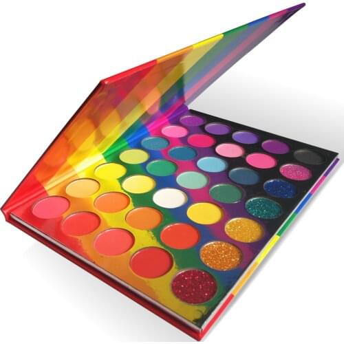 35 Colors Rainbow Eyeshadow Palette Bright Shades Matte Shimmer Glitter Makeup Eye Shadow Pallete Private Label Cosmetics