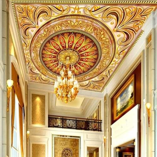 Custom Photo Wallpaper European Style 3D Mandala Pattern Large Ceiling Mural Living Room Hotel Luxury Decor Papel De Parede 3 D