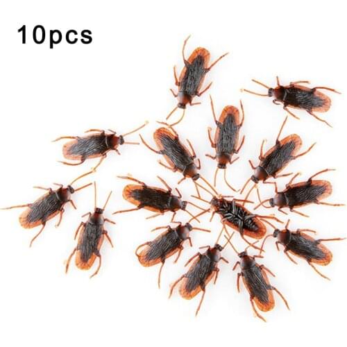 10pcs Halloween Cockroach Lifelike Model Novelty Disgusting Bugs Roaches Fake Rubber Funny Kids Gift joy Scary Spoof Toy