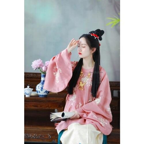 2021 cotton linen shirt vintage chiffon blouse chinese traditional women hanfu loose daily women shirt chinese blouse hanfu