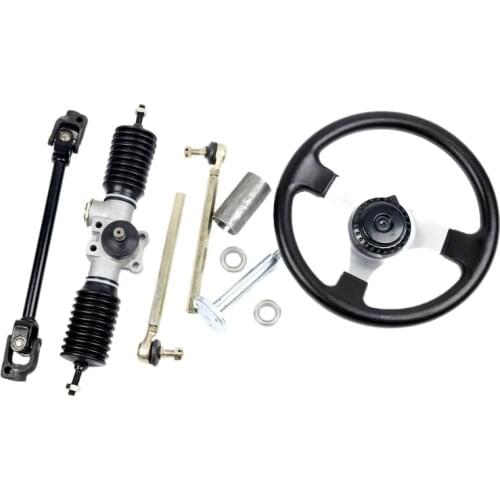 Steering Wheel Set for 110CC Go Kart Karting Tie Rod Rack Adjustable Shaft Steering Knuckle Refires Accessories