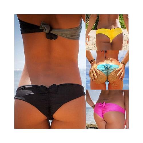 Sexy Brazilian Bottom Bikini Heart Cut Out Swimwear Bandage Ruched Thong Bottom