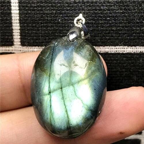 Top Natural Labradorite Pendant Jewelry For Woman Lady Man Yellow Light Crystal 28x21x11mm Beads Silver Moonstone Gemstone AAAAA