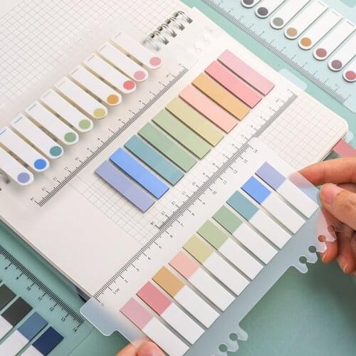 200 Sheets/Pack Morandi Waterproof PET Sticky Memo Pads Translucent Stickers Planner Notes Index Bookmark School Stationery