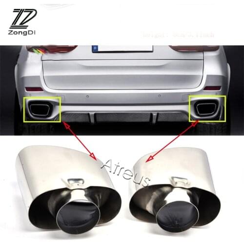 ZD 2pcs Car Styling For BMW X5 E70 E53 2000-2016 Chrome Car Exhaust Dual Tail Pipe Muffler Tip Stainless Steel Tailpipe Covers