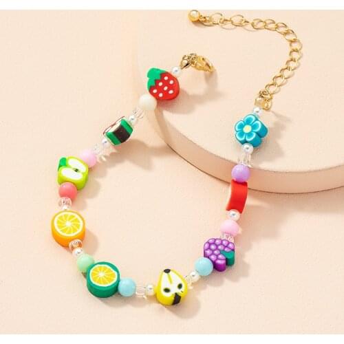 SOHOT Summer Beach Cute Acrylic Multicolor Shell Flowers Fruit Butterfly Pearl Heart Bracelet Female Jewelry Gift Drop Shipping