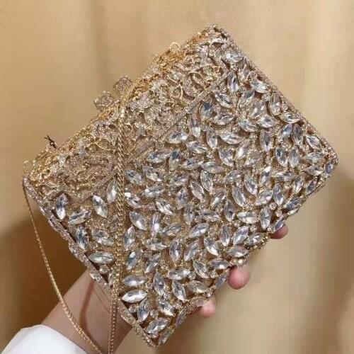 Gold Silver Woman Crystal Elegant Wedding Bridal Handbags Ladies Diamond Party Dinner Clutch Purse Female Cocktail Evening Bags