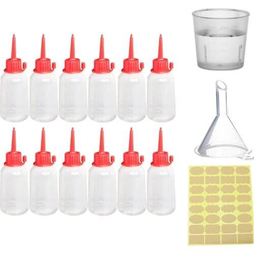 12PCS 100ml Liquid Dropper Bottles with Funnel Measuring Cup Labels for Lliquid Aromas Essential Oil Fragrance Eye Drops