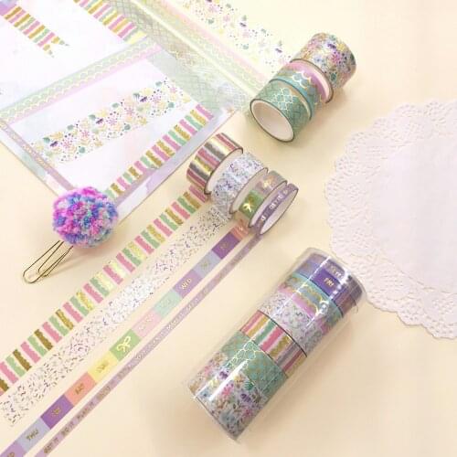 5pcs/set Golden Foil Washi Tape Liberty Flora Chevron Scales Adhesive Masking Tape Japanese Sticker Scrapbooking Stationery