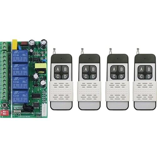 500m AC85V-256V 4CH 4 Channel 4 CH RF Wireless Remote Control Switch System Receiver + Transmitter, 315 433 MHz