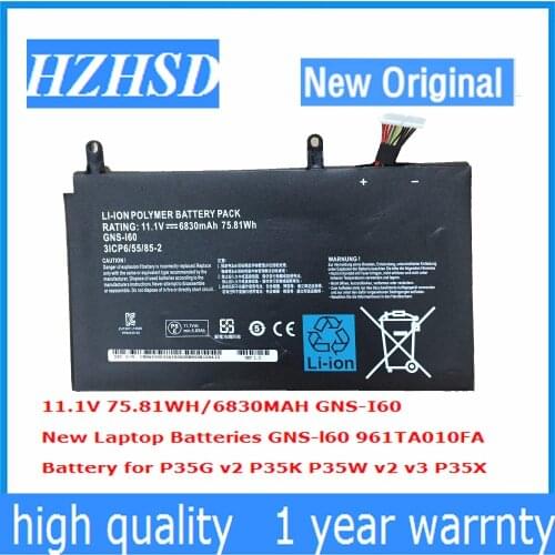 11.1V 6830mAh 75.81Wh new Original GNS-I60 Laptop Battery for GIGABYTE 961TAO10FA P35K P37X P57X 31CP6/55/85-2