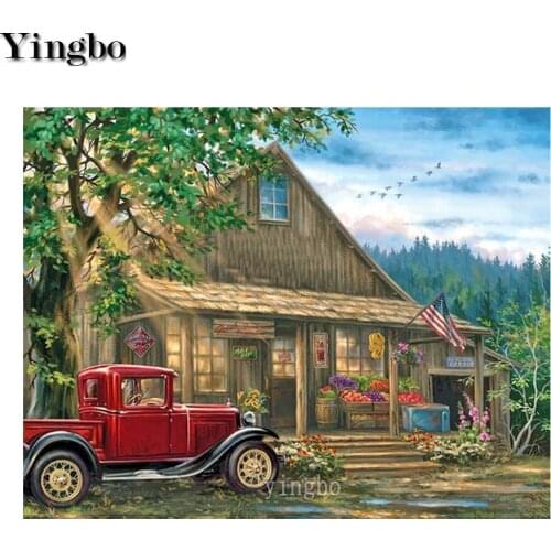 Retro Car Diamond Painting 5D Diamond Embroidery Cross Stitch Houses Landscape Picture New Arrival Handmade Full Drill Square