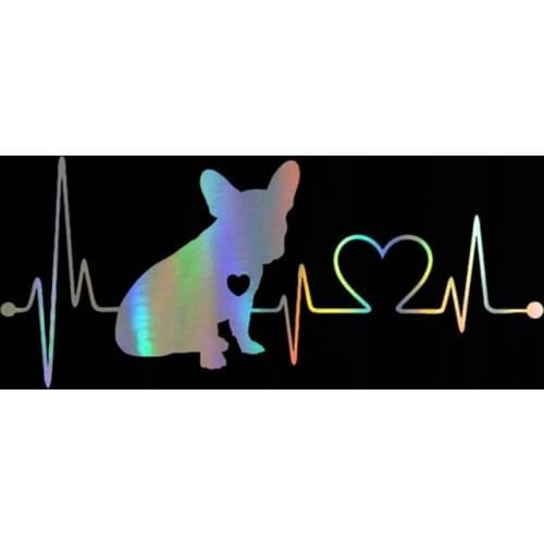 PLAY COOL Car Sticker French Bulldog Heartbeat Car Sticker Automobiles Motorcycles Exterior Accessories Vinyl Decals,18CM*7.7CM