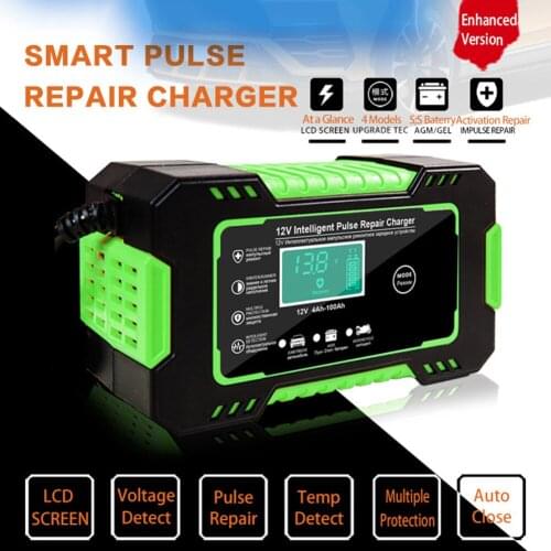 12V/6A Car Battery Charger Maintainer with LCD Display Temperature Monitoring Pulse Repair Charger for Lead-Acid Battery Sale