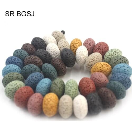 Free Shipping 10x15mm Mixed Random Colors Large Rondelle Beads Colorful Volcanic Rock Lava Loose Beads 15inch