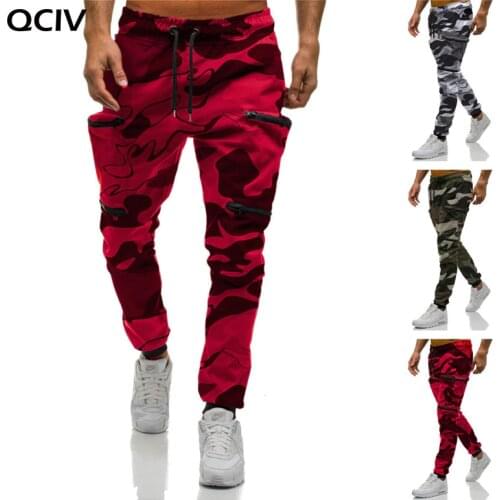 New Red Camouflage Multi-Pockets Cargo Pants Mens Joggers Cotton Harem Pants Hip Hop Trousers Streetwear XXL