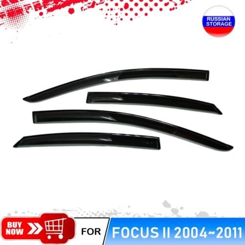 For Ford Focus 2 2005-2012 Hatchback car window deflectors wind deflector sun guard rain vent visor cover trim car accessories