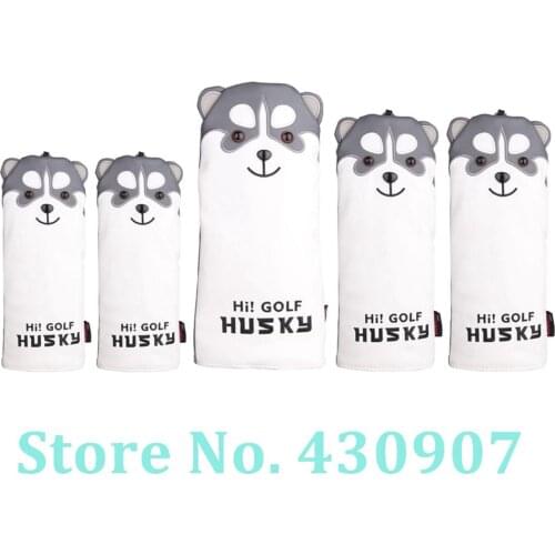 Golf Club Driver Fairway Wood Hybrid Head Cover Soft PU Leather with Husky Shaped Driver FW Hybrid Headcover with No Tag 3 5 7 x