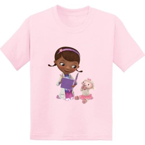 Doc McStuffins Clinic Cartoon Cute Girls T Shirt Funny Kids Clothes Summer Casual Baby Boys Tees Short Sleeve Children T-Shirts