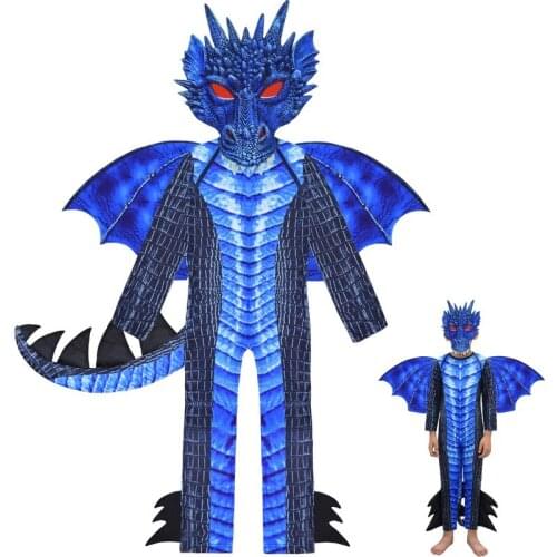 Childrens Halloween Costume Anime Fatal Dragon Color Play Boy Girl Tights and Mask Cartoon Disfraces Carnival Party Costume