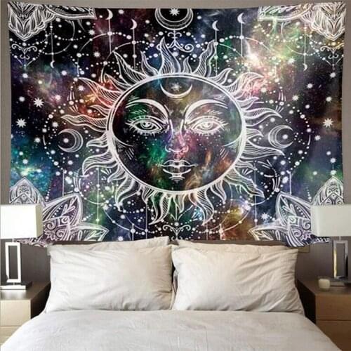 Home Decor sun moon mandala witchcraft Psychedelic black Tapestry Wall hanging fabric living room background wall Yoga beach mat