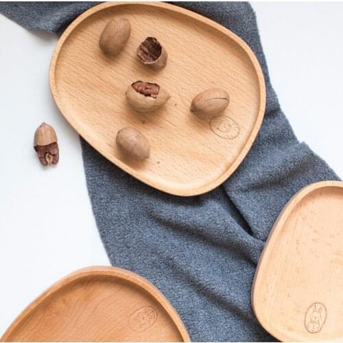 Household Wooden Tray Tea Fruit Snack Tray Pebbled Coffee Cup Tray