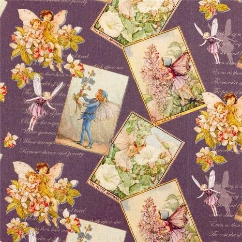 Purple Butterfly Flower Fairy cotton fabric Sewing Quilting Needlework Material DIY Handmade Lolita skirt turban