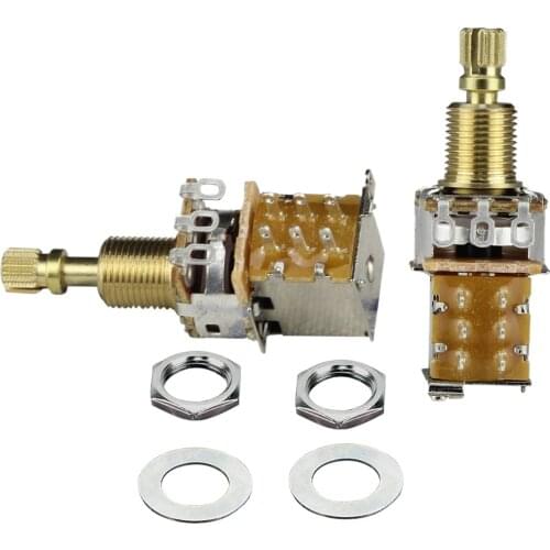 FLEOR 2PCS Long Shaft Pots Push Push Potentiometers 250K/500k for Guitar Accessories (Don't Pull Anymore)