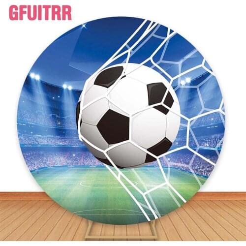 GFUITRR Football Competition Photo Backgrounds Happy Birthday Photography Backdrops Custom Sports Elastic Circle Decor Poster