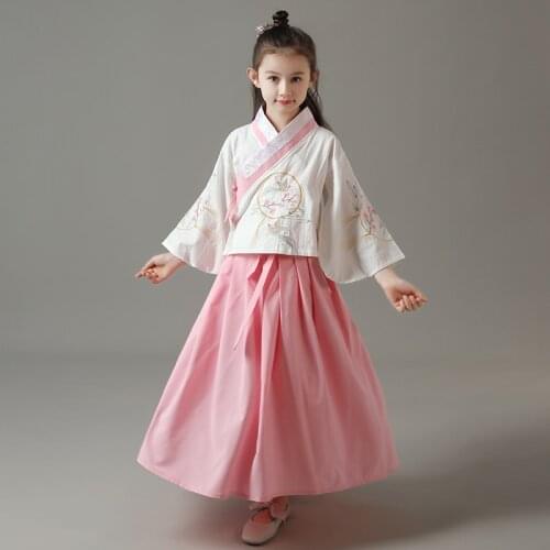 H2515 Girls Chinese Ancient Hanfu Dress Costume China Traditional Dance Performance Clothing Children Summer Princess Costumes