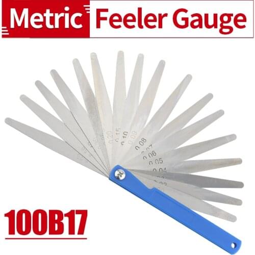 100B17 Feeler Gauge Metric Size0.02-1.00mm Feeler Gauges Thick Stainless Steel Material Rangefinder Thickness Detection Tool Gap