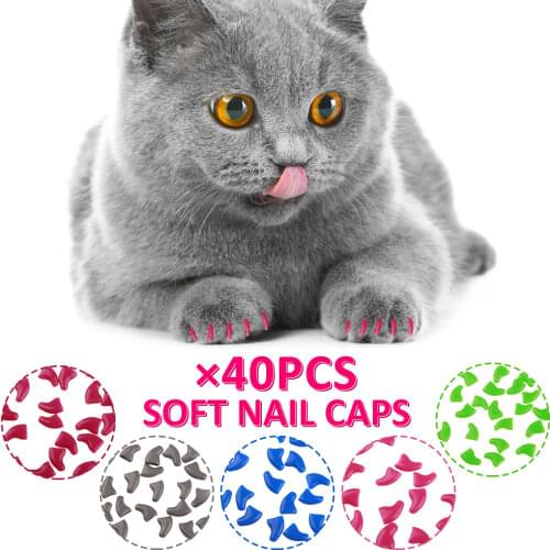 20 Pcs Dog Cat Nail Caps Soft Silicone Anti-scratch Paw Nail Cover Puppy Claw Grooming Manicure Dog Cat Nail Grooming Supplies