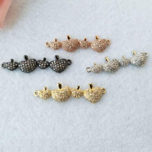 10pcs CZ zircon Micro Pave Connector,apple Double Bails Charm,DIY Bracelet necklace Jewelry Finding CT229