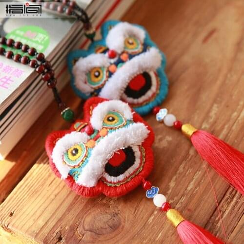 Creative diy handmade embroidery crafts Chinese style lion car pendant ancient style embroidery sachet fashion cloth accessories