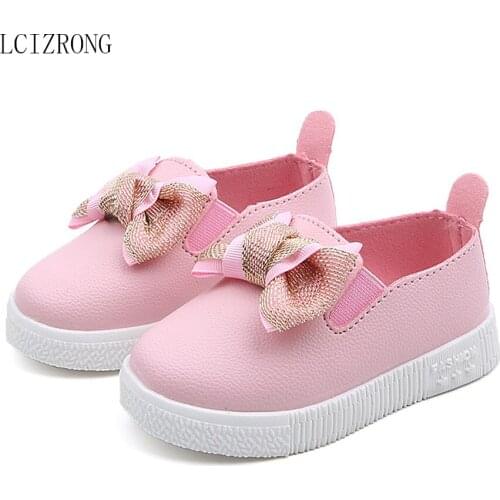 LCIZRONG Cute Girl Flats Shoes Pink White Kids Cotton Fabric Boy Shoes Bow Style Girls Flat Shoes